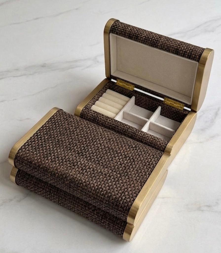 Bronze Weave Coffer Jewelry Box Set